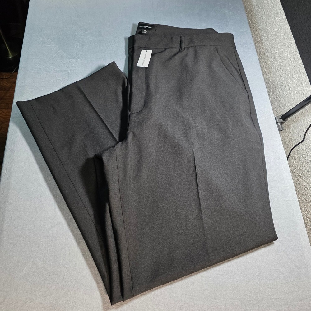 NWT Banana Republic Sculpted Stretch Straight‎ Trouser Pants Black High Rise  20